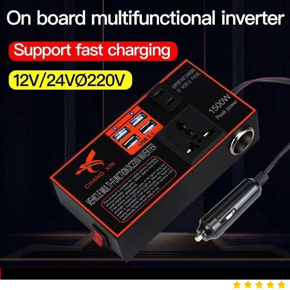 CHANG XIN Car Power Inverter DC 12V/24V to DC 220V 4 USB Port - CX15