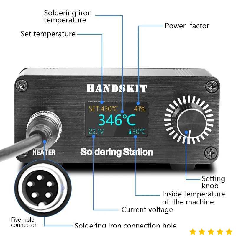 Handskit Solder Station Adjustable Temperature Anti-Static OLED 72W - T12D