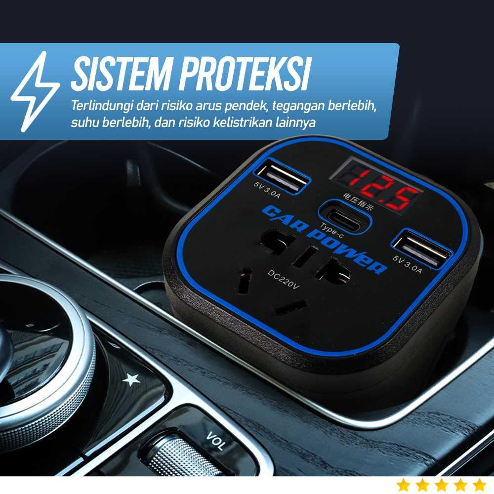 PULIXIN Car Power Inverter DC to DC 12/24V to 110/220V LED Display - PL-125