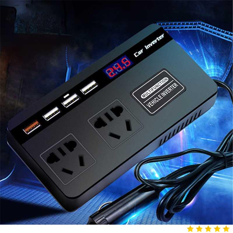 PU LI HAO Car Power Inverter DC 12V/24V to DC 220V 200W 4 USB Port - XJ124