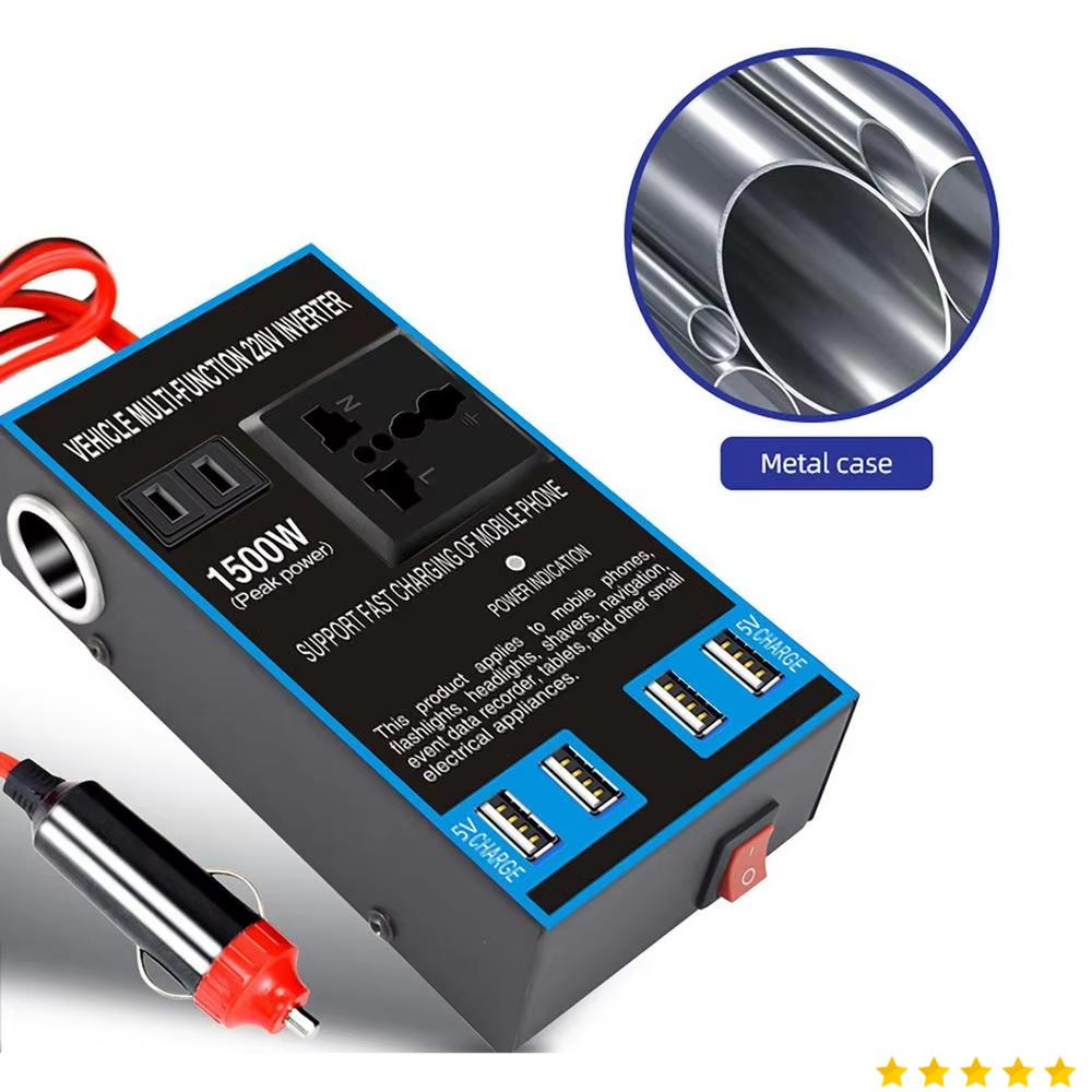 PENGWEI Car Power Inverter DC 12V/24V to DC 220V 4 USB Port - PW15