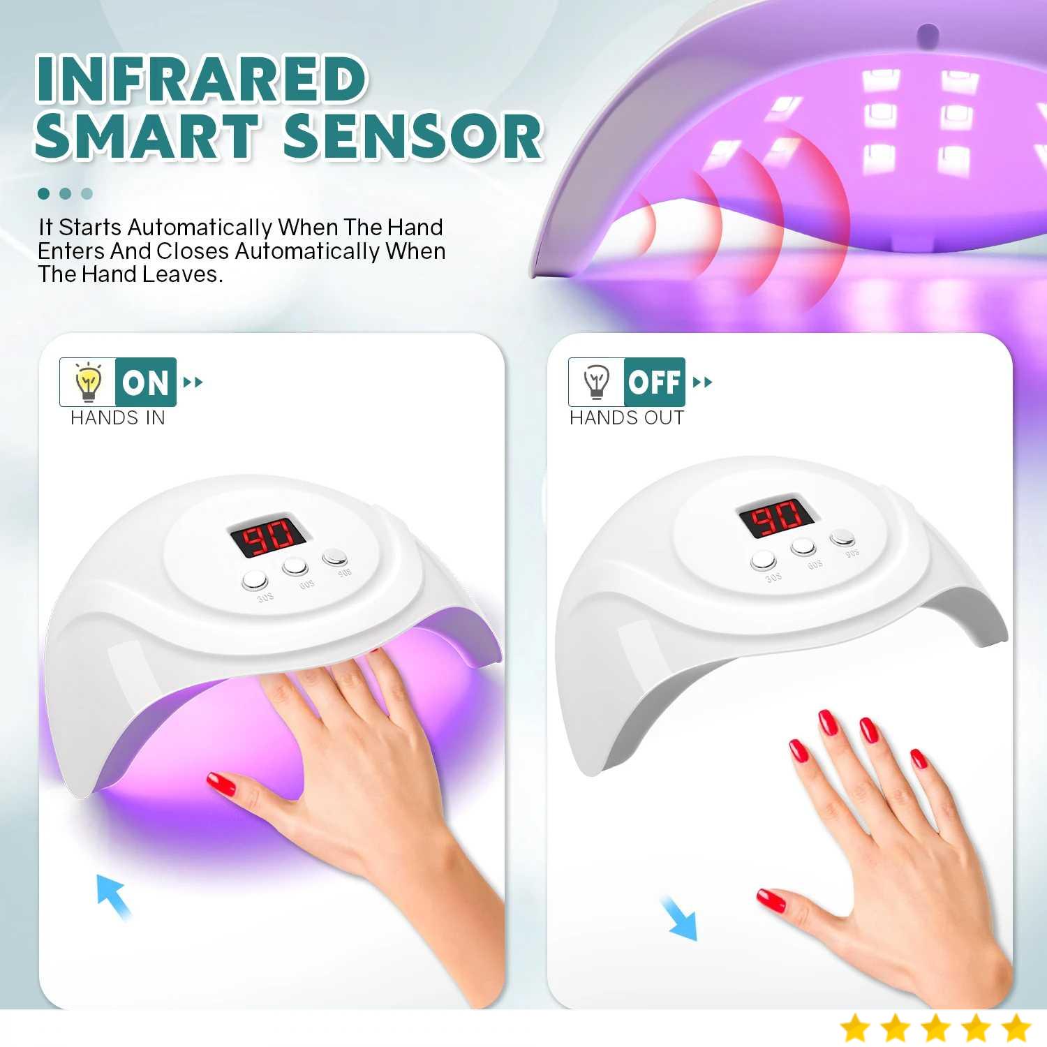 SUN Pengering Kutek UV Lamp Nail Dryer Sensor LCD USB 72W 24 LED - S3