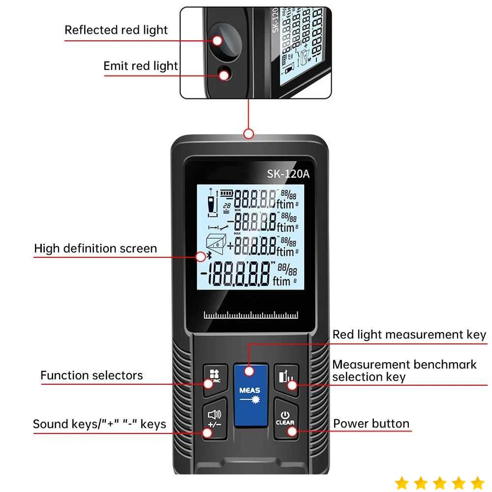 SNAKOL Pengukur Jarak Laser Range Finder Portable Waterproof 40M - LDM-X