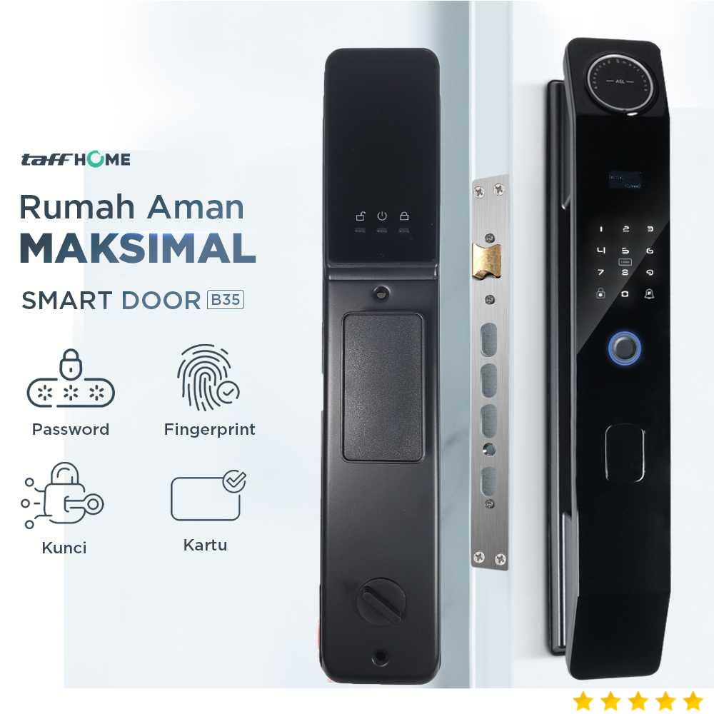 TaffHOME Smart Door Lock Fingerprint Password Card Cryptography Alarm - B35